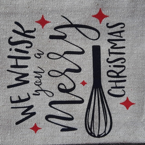 We Whisk You A Merry Christmas Holiday Kitchen Dish Hand Towel Cotton NWT - Picture 3 of 6